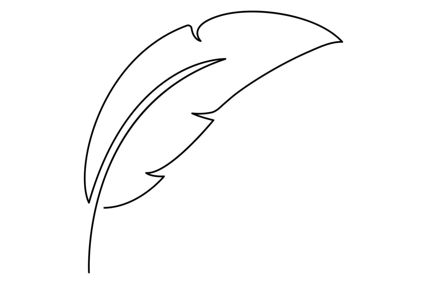 Simple continuous line art of feather for creative design vector