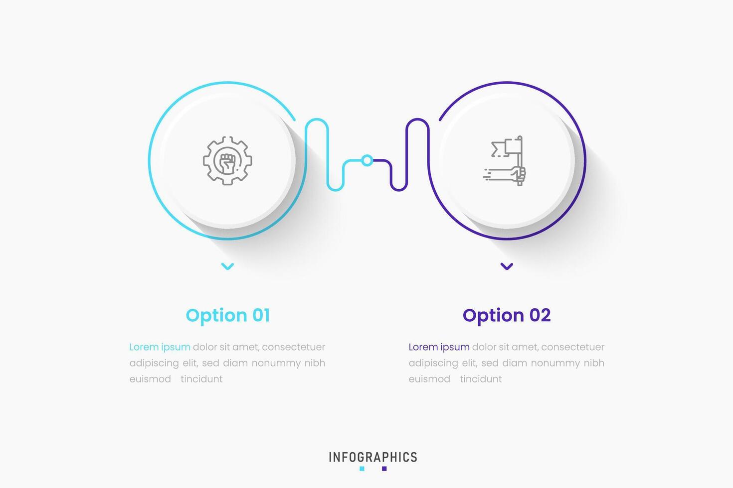 Infographic label design template with icons and 2 options or steps. Can be used for process diagram, presentations, workflow layout, banner, flow chart, info graph. vector