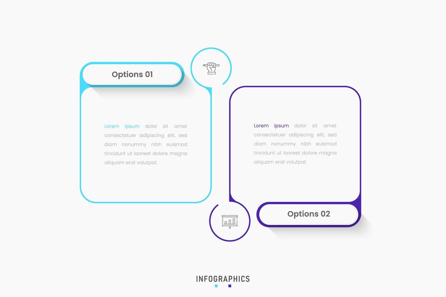 Infographic label design template with icons and 2 options or steps. Can be used for process diagram, presentations, workflow layout, banner, flow chart, info graph. vector
