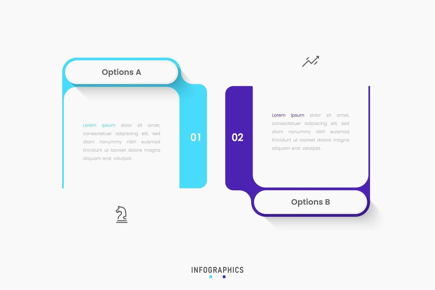 Infographic label design template with icons and 2 options or steps. Can be used for process diagram, presentations, workflow layout, banner, flow chart, info graph. vector