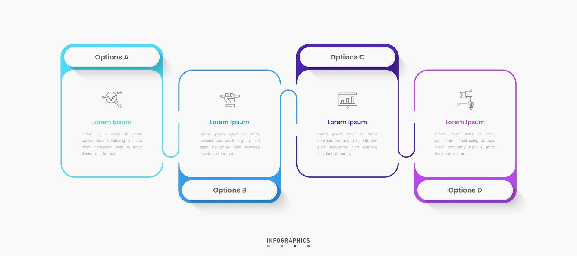 Infographic label design template with icons and 4 options or steps. Can be used for process diagram, presentations, workflow layout, banner, flow chart, info graph. vector