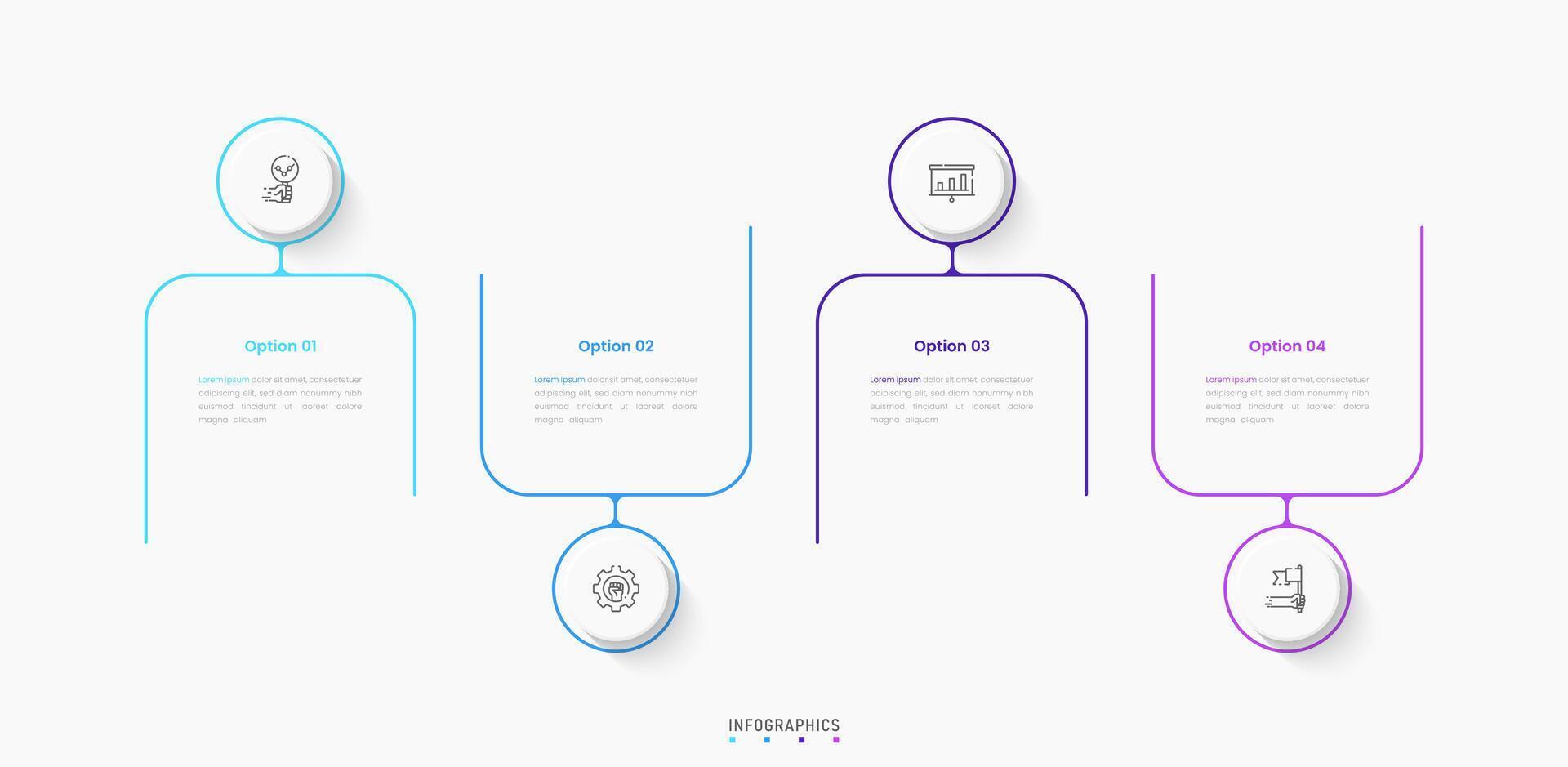 Infographic label design template with icons and 4 options or steps. Can be used for process diagram, presentations, workflow layout, banner, flow chart, info graph. vector