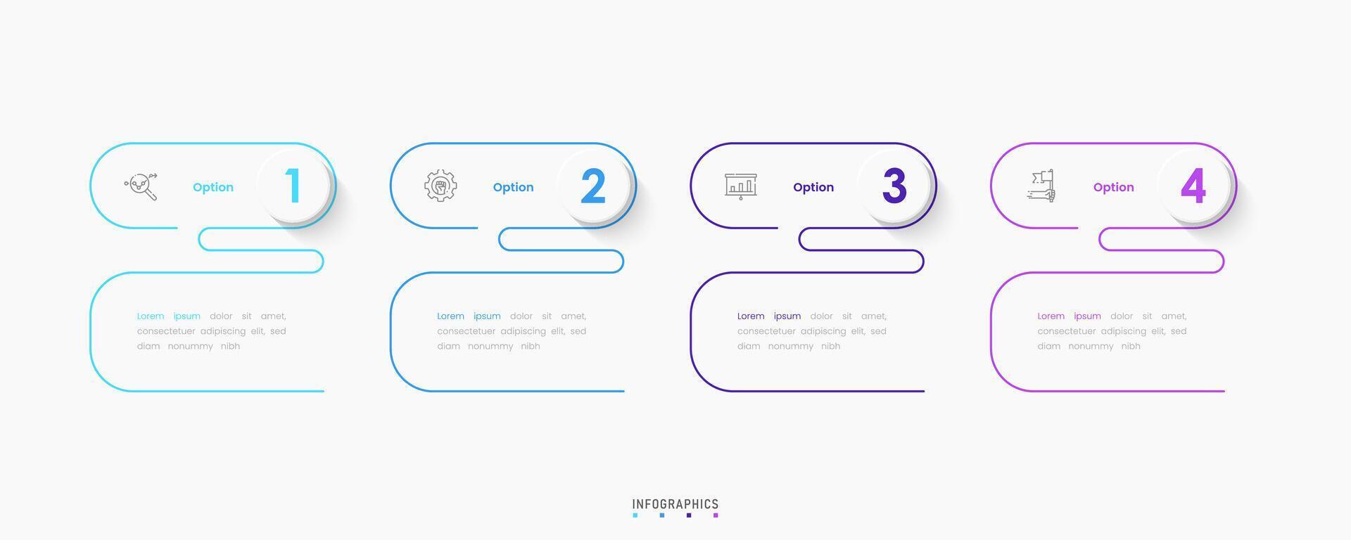 Infographic label design template with icons and 4 options or steps. Can be used for process diagram, presentations, workflow layout, banner, flow chart, info graph. vector