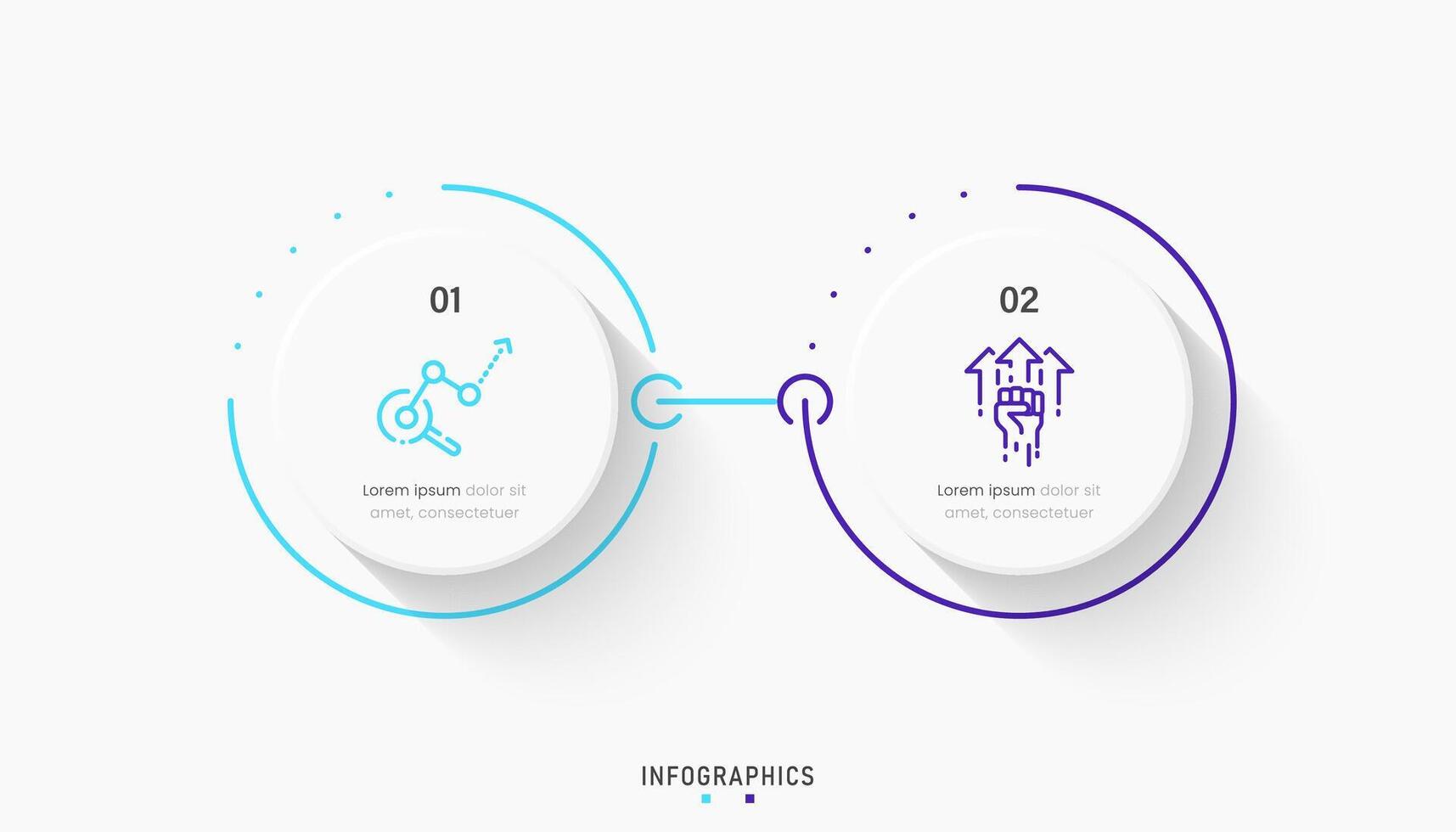 Infographic label design template with icons and 2 options or steps. Can be used for process diagram, presentations, workflow layout, banner, flow chart, info graph. vector