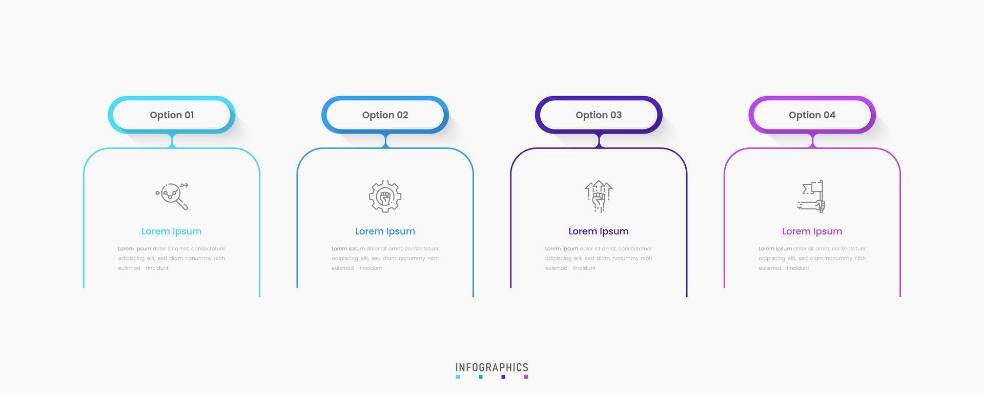 Infographic label design template with icons and 4 options or steps. Can be used for process diagram, presentations, workflow layout, banner, flow chart, info graph. vector