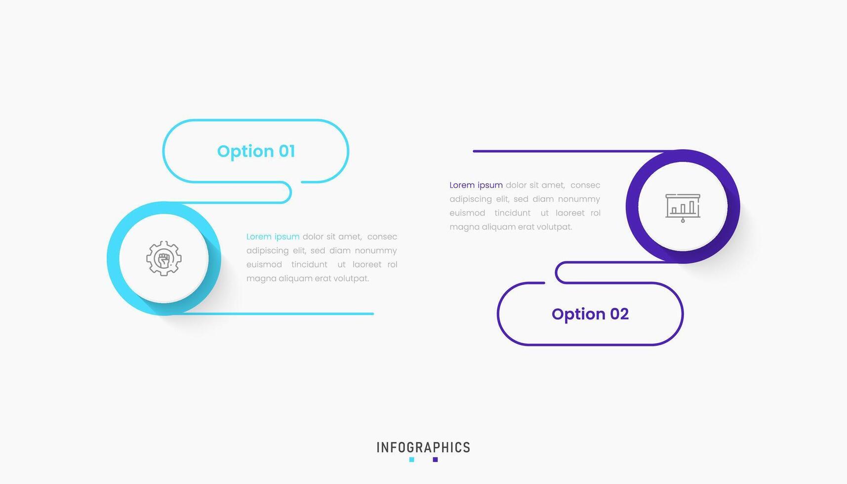 Infographic label design template with icons and 2 options or steps. Can be used for process diagram, presentations, workflow layout, banner, flow chart, info graph. vector