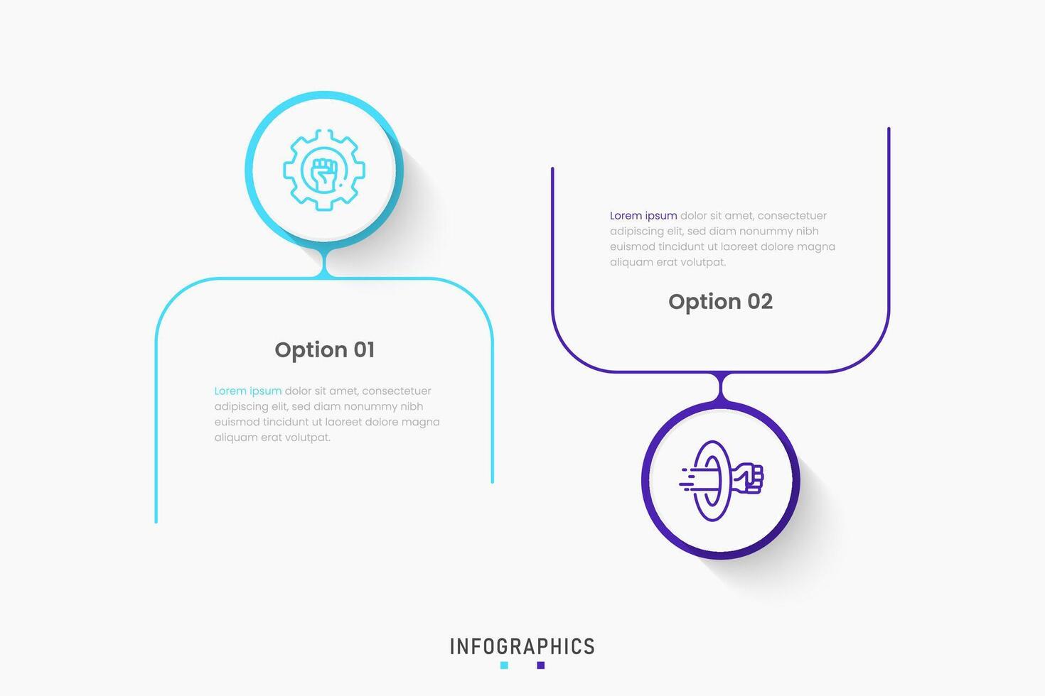 Infographic label design template with icons and 2 options or steps. Can be used for process diagram, presentations, workflow layout, banner, flow chart, info graph. vector