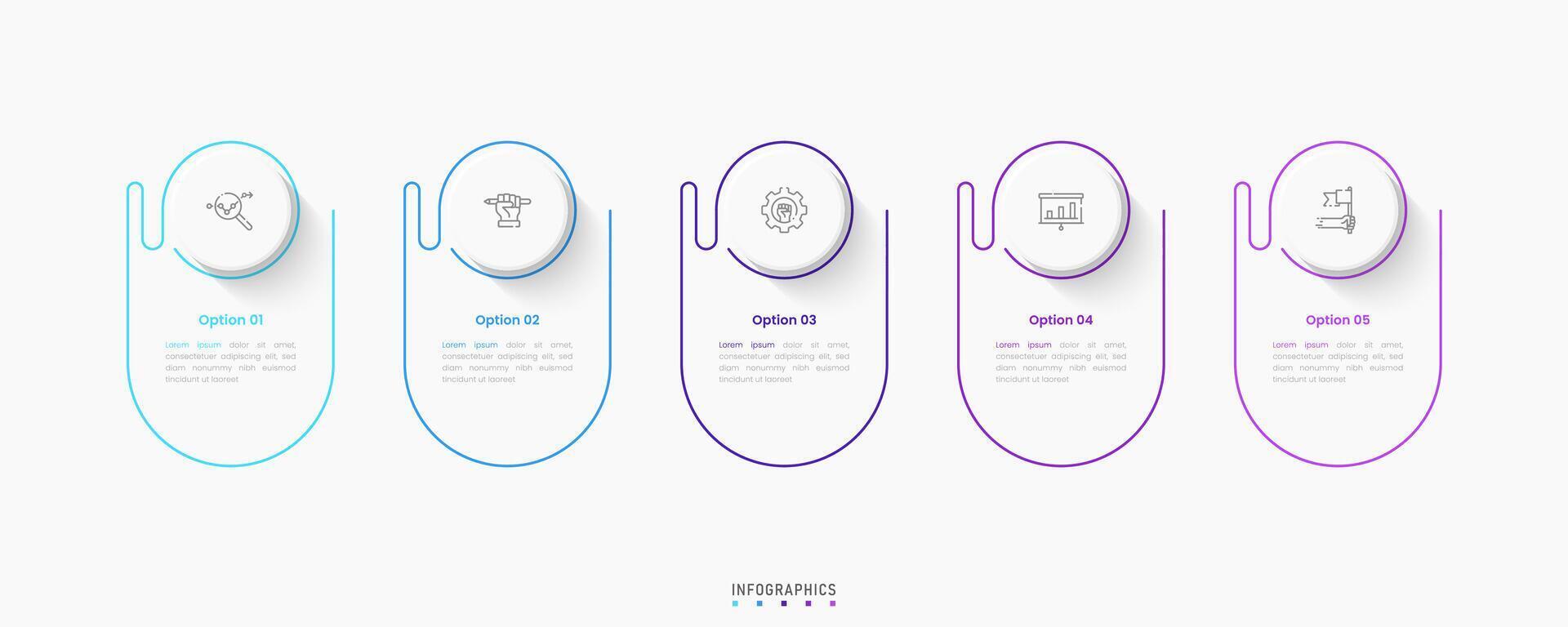 Infographic label design template with icons and 5 options or steps. Can be used for process diagram, presentations, workflow layout, banner, flow chart, info graph. vector