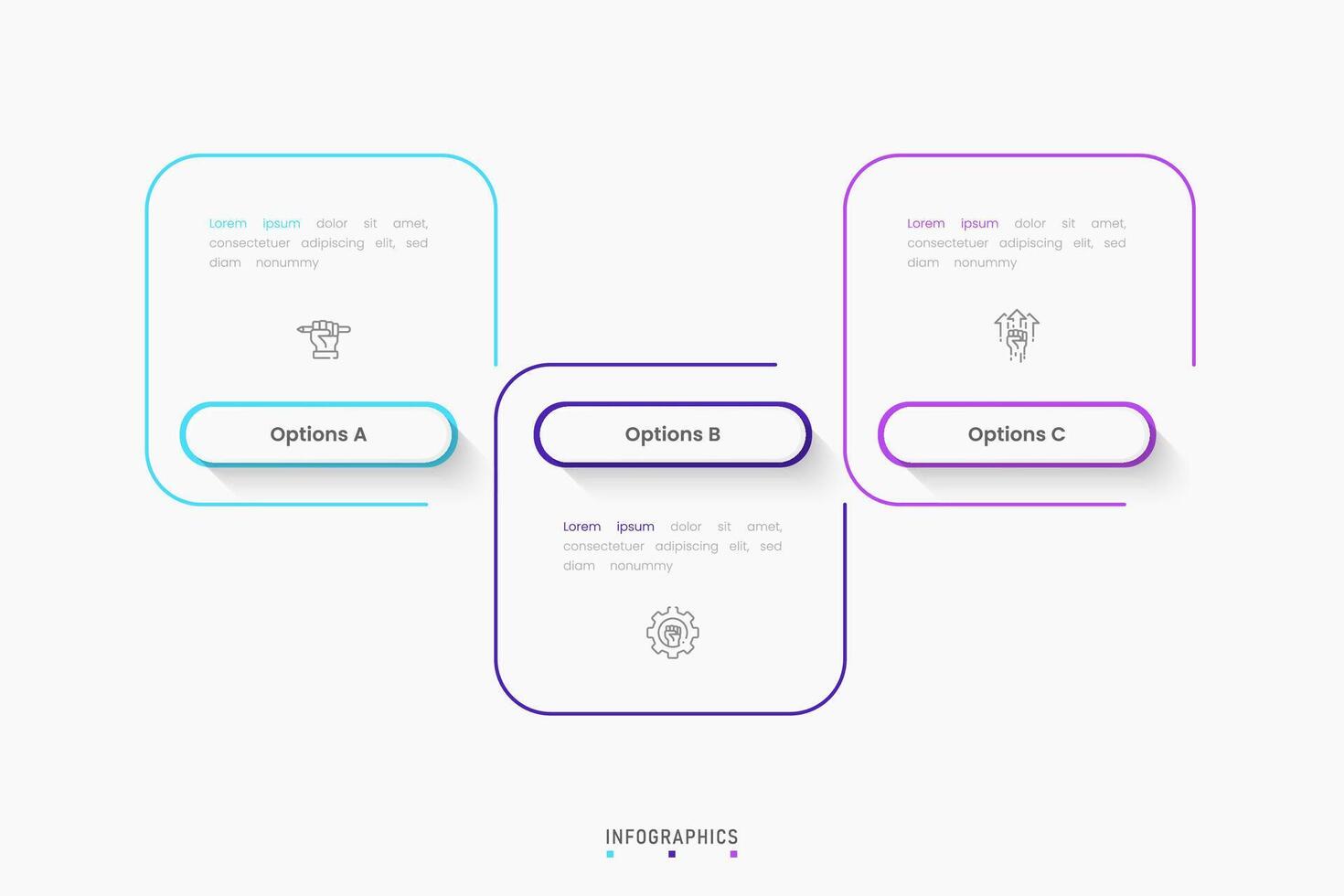 Infographic label design template with icons and 3 options or steps. Can be used for process diagram, presentations, workflow layout, banner, flow chart, info graph. vector