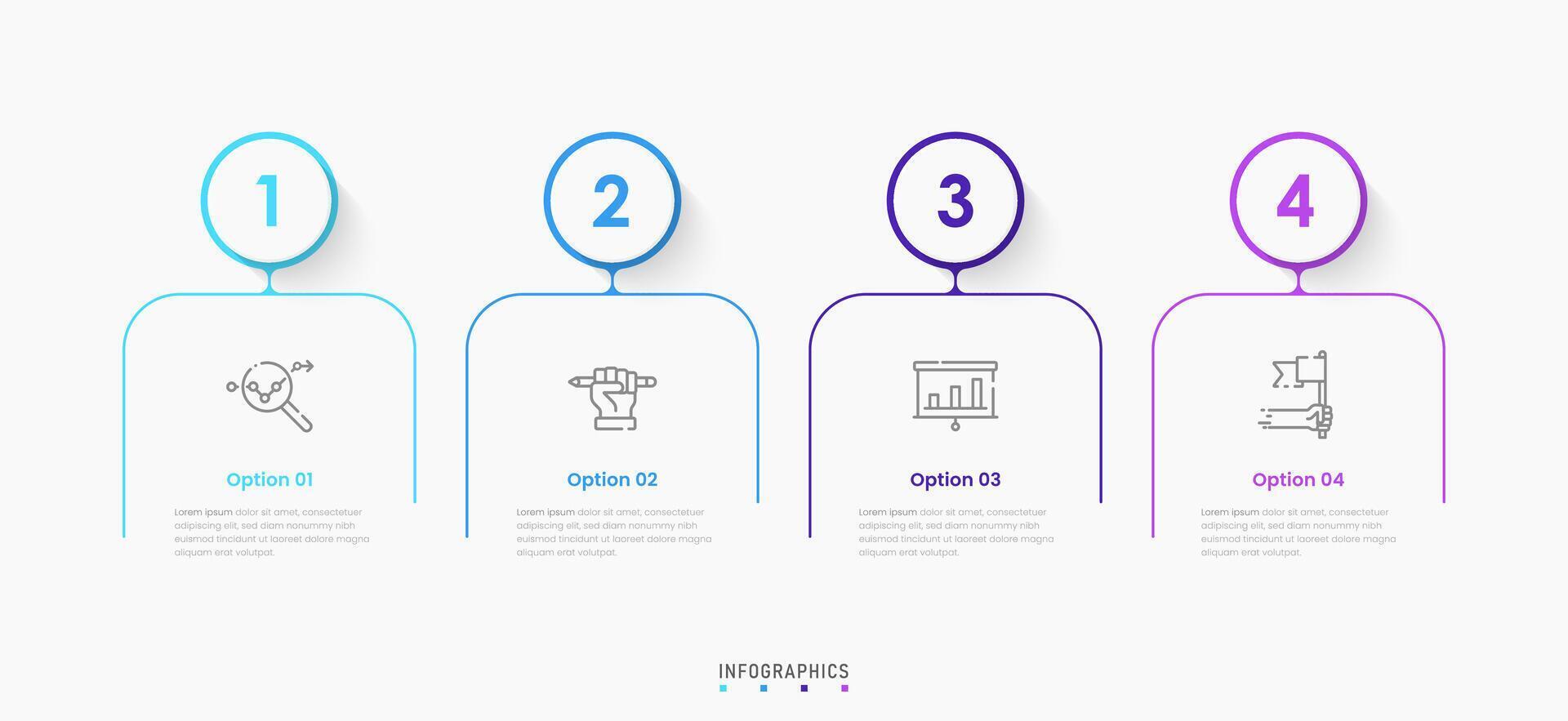 Infographic label design template with icons and 4 options or steps. Can be used for process diagram, presentations, workflow layout, banner, flow chart, info graph. vector