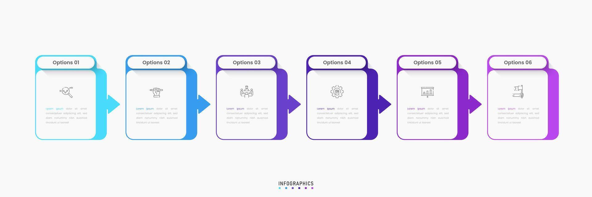 Infographic label design template with icons and 6 options or steps. Can be used for process diagram, presentations, workflow layout, banner, flow chart, info graph. vector