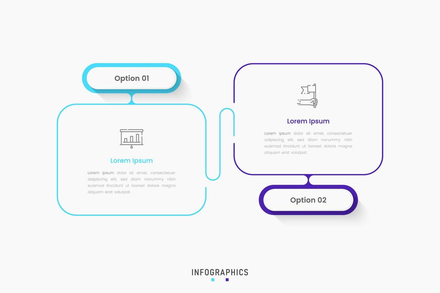 Infographic label design template with icons and 2 options or steps. Can be used for process diagram, presentations, workflow layout, banner, flow chart, info graph. vector