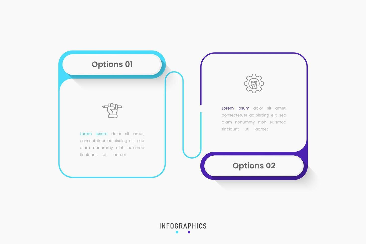 Infographic label design template with icons and 2 options or steps. Can be used for process diagram, presentations, workflow layout, banner, flow chart, info graph. vector
