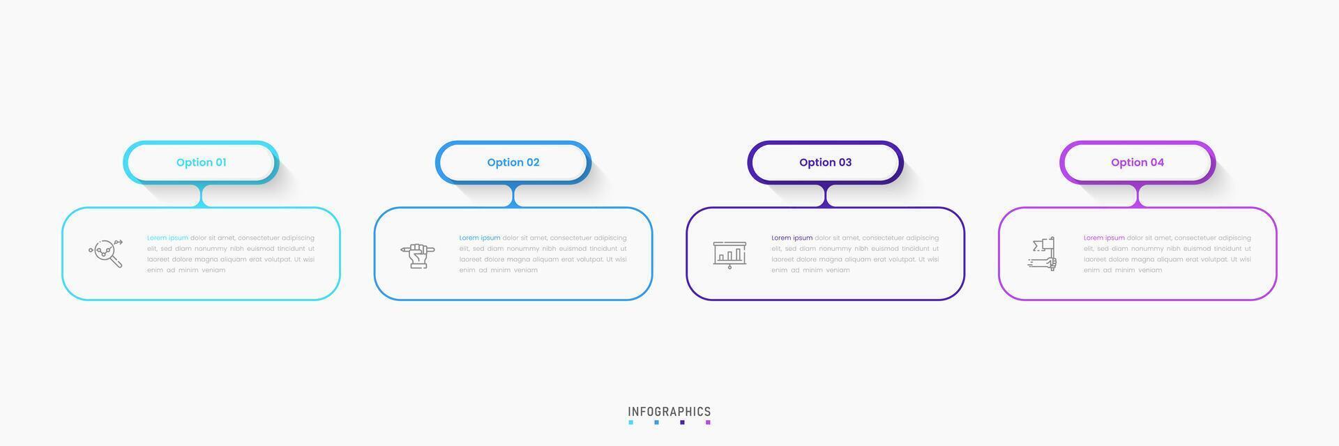 Infographic label design template with icons and 4 options or steps. Can be used for process diagram, presentations, workflow layout, banner, flow chart, info graph. vector