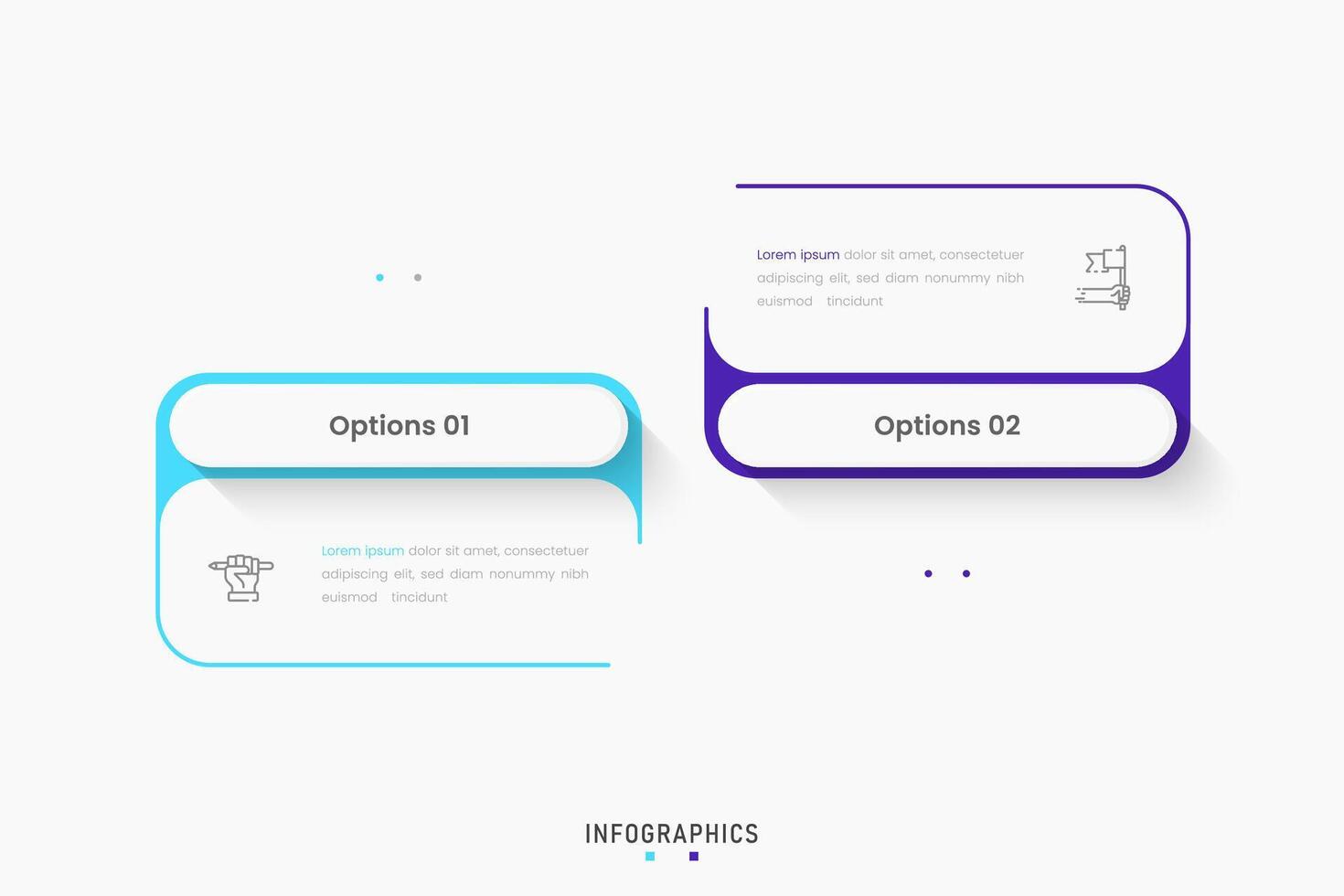 Infographic label design template with icons and 2 options or steps. Can be used for process diagram, presentations, workflow layout, banner, flow chart, info graph. vector