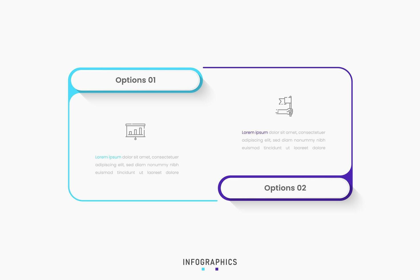 Infographic label design template with icons and 2 options or steps. Can be used for process diagram, presentations, workflow layout, banner, flow chart, info graph. vector