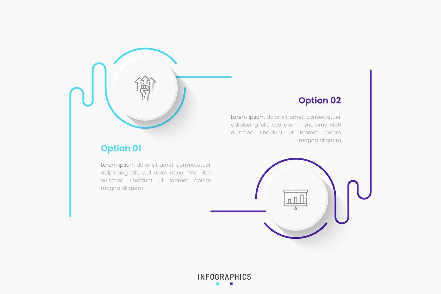 Infographic label design template with icons and 2 options or steps. Can be used for process diagram, presentations, workflow layout, banner, flow chart, info graph. vector