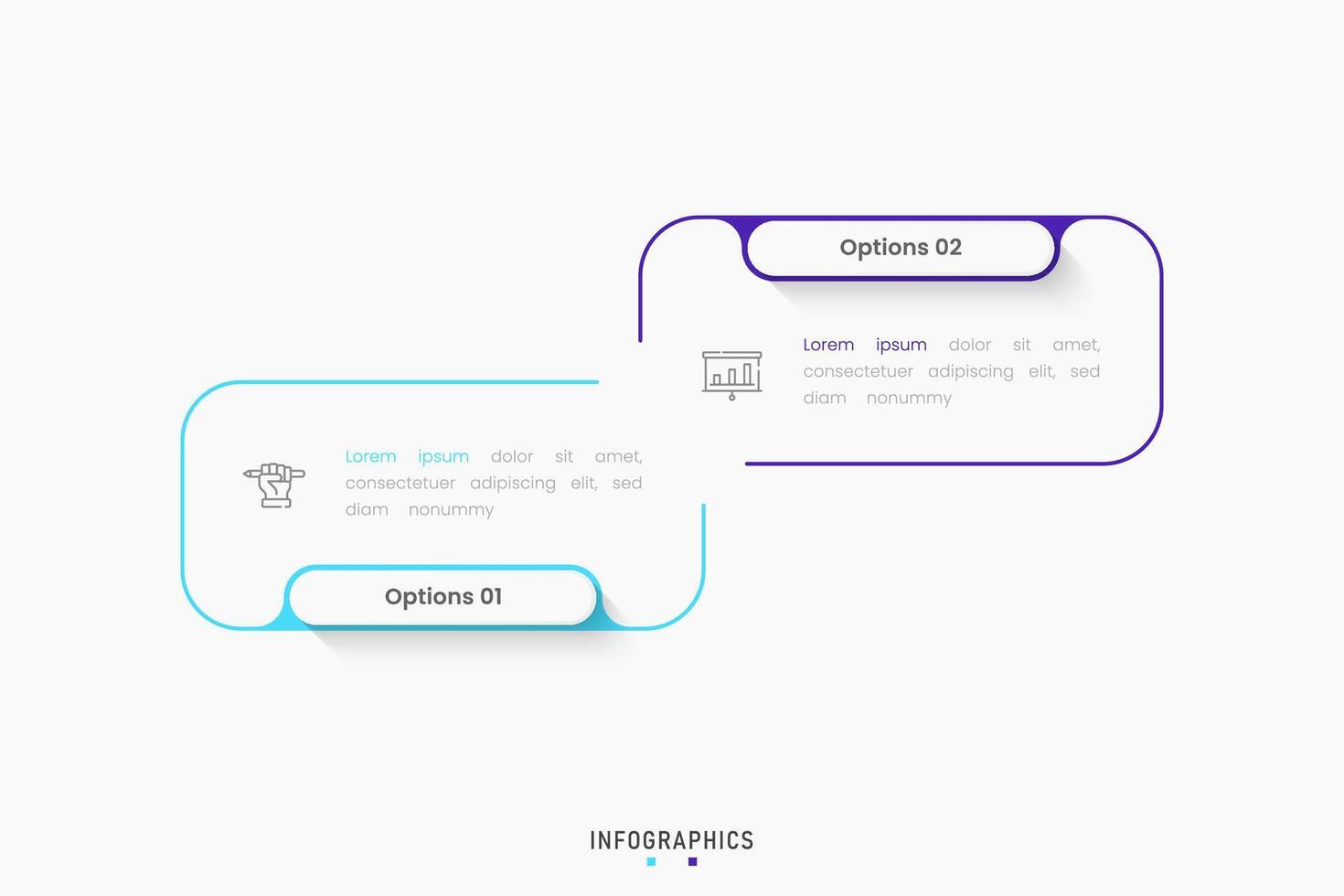 Infographic label design template with icons and 2 options or steps. Can be used for process diagram, presentations, workflow layout, banner, flow chart, info graph. vector