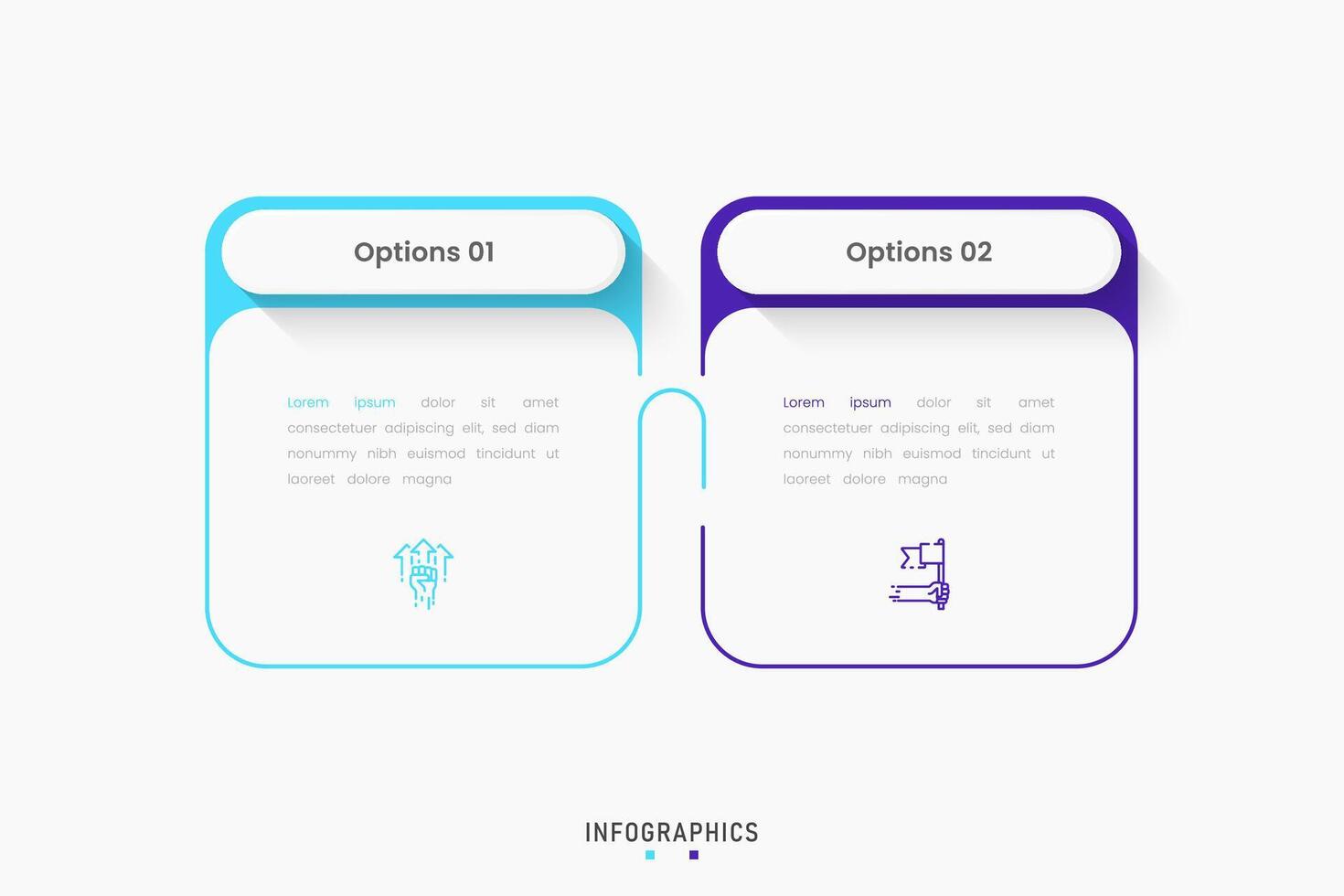 Infographic label design template with icons and 2 options or steps. Can be used for process diagram, presentations, workflow layout, banner, flow chart, info graph. vector
