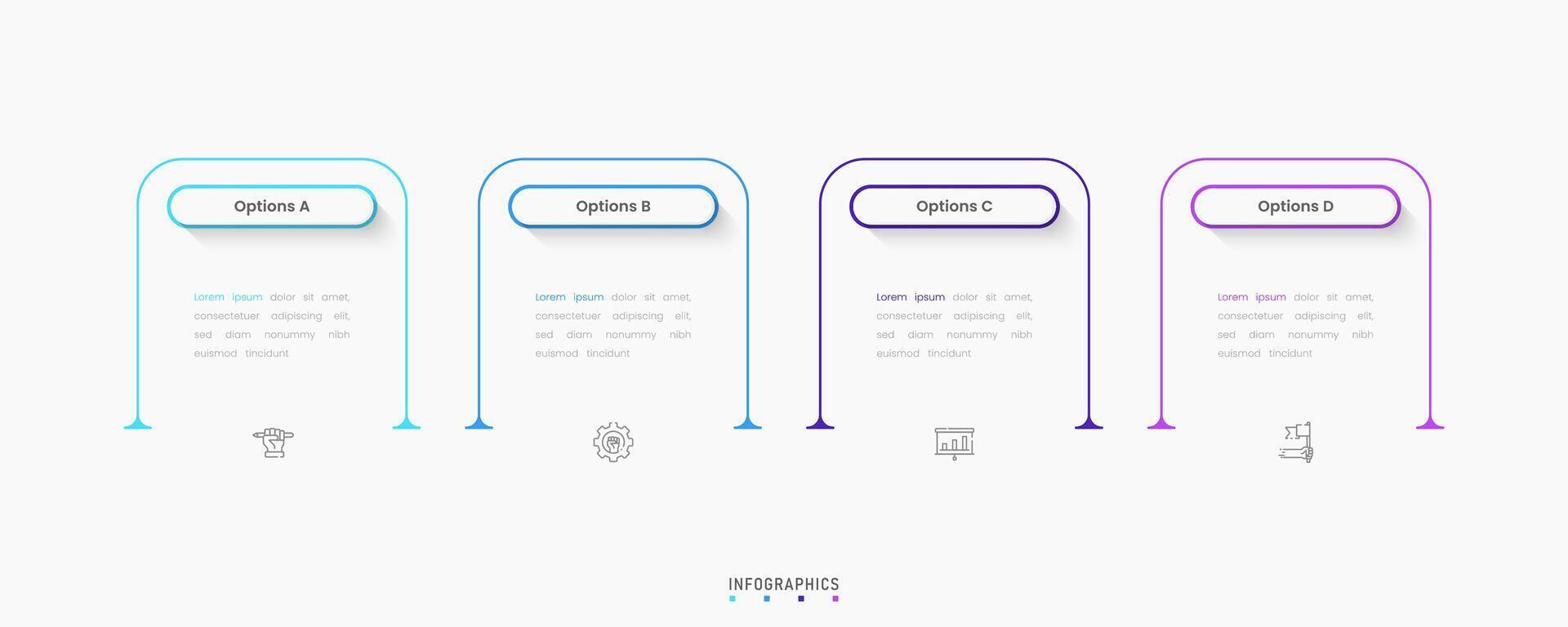 Infographic label design template with icons and 4 options or steps. Can be used for process diagram, presentations, workflow layout, banner, flow chart, info graph. vector