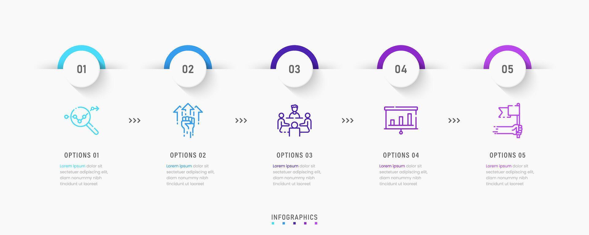 Infographic label design template with icons and 5 options or steps. Can be used for process diagram, presentations, workflow layout, banner, flow chart, info graph. vector