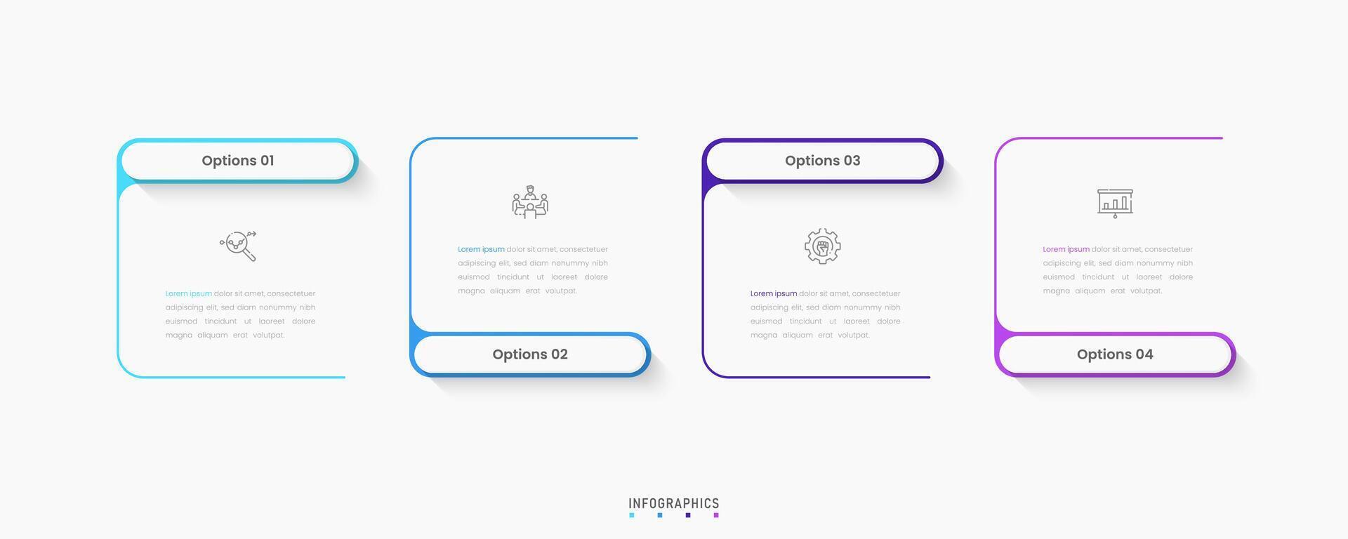 Infographic label design template with icons and 4 options or steps. Can be used for process diagram, presentations, workflow layout, banner, flow chart, info graph. vector