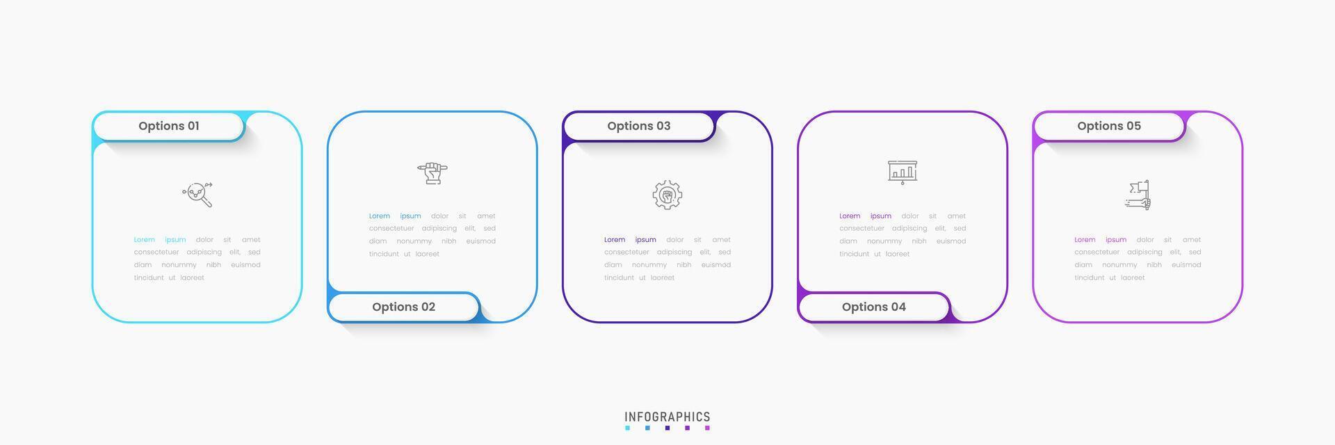 Infographic label design template with icons and 5 options or steps. Can be used for process diagram, presentations, workflow layout, banner, flow chart, info graph. vector