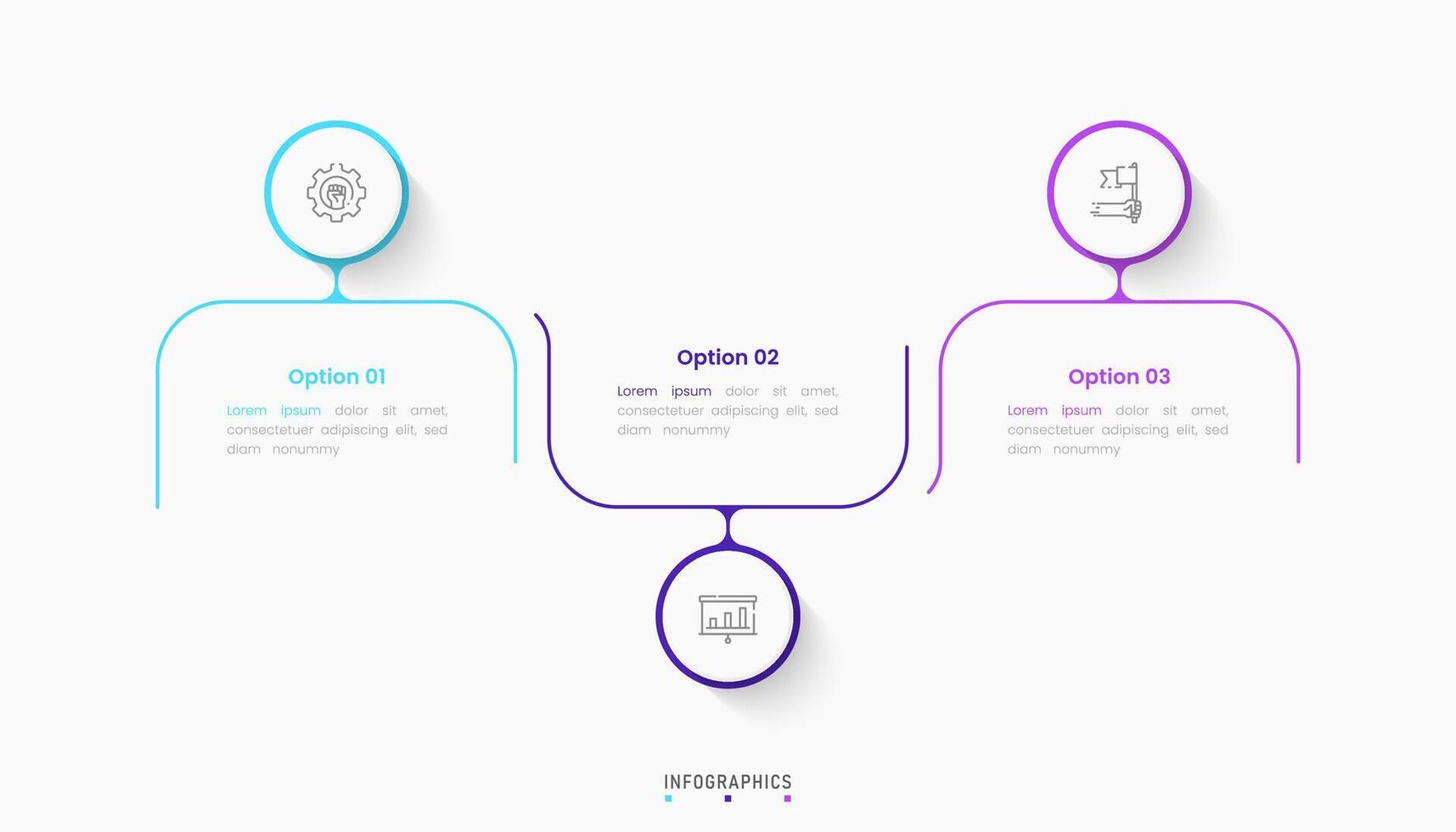 Infographic label design template with icons and 3 options or steps. Can be used for process diagram, presentations, workflow layout, banner, flow chart, info graph. vector