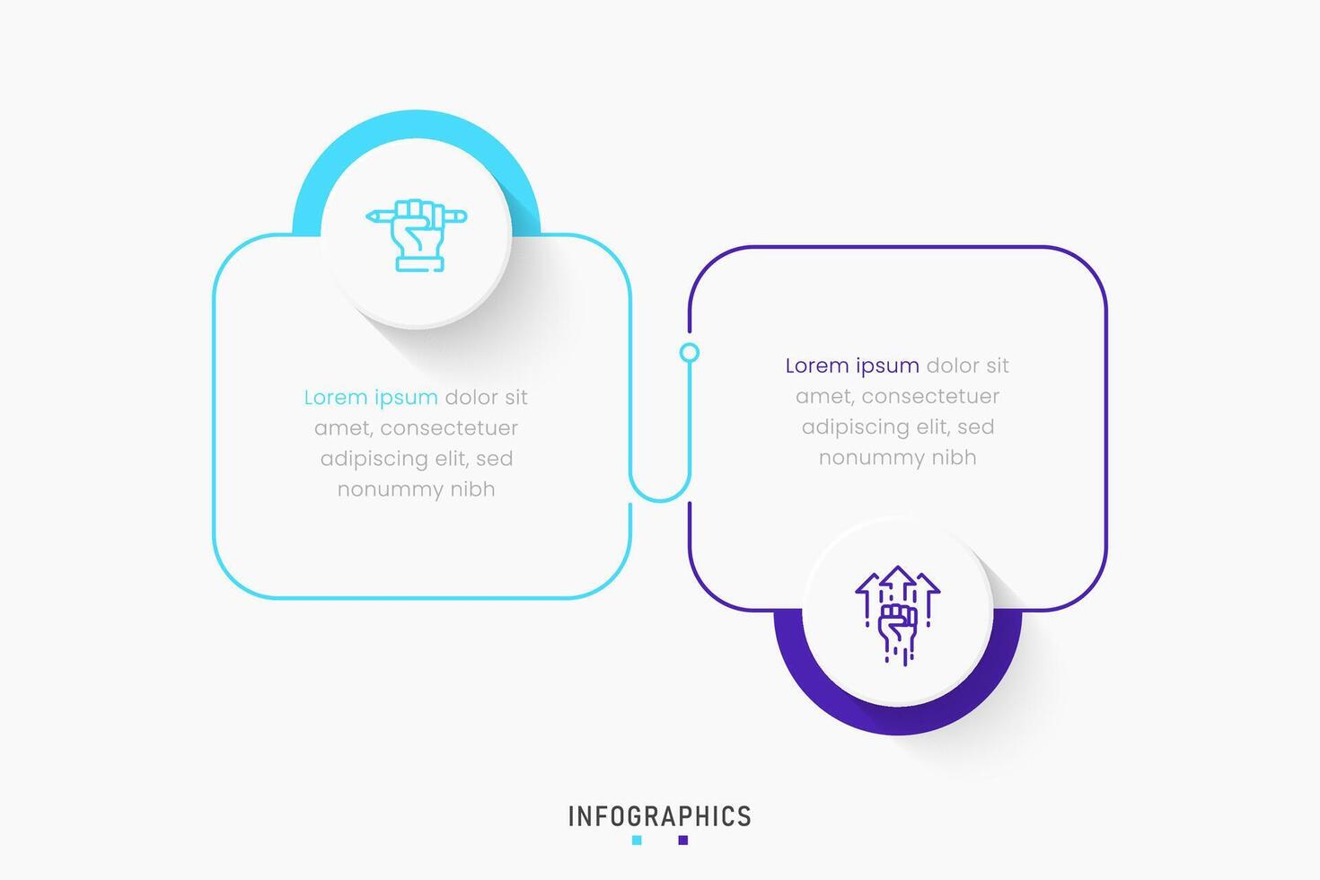 Infographic label design template with icons and 2 options or steps. Can be used for process diagram, presentations, workflow layout, banner, flow chart, info graph. vector