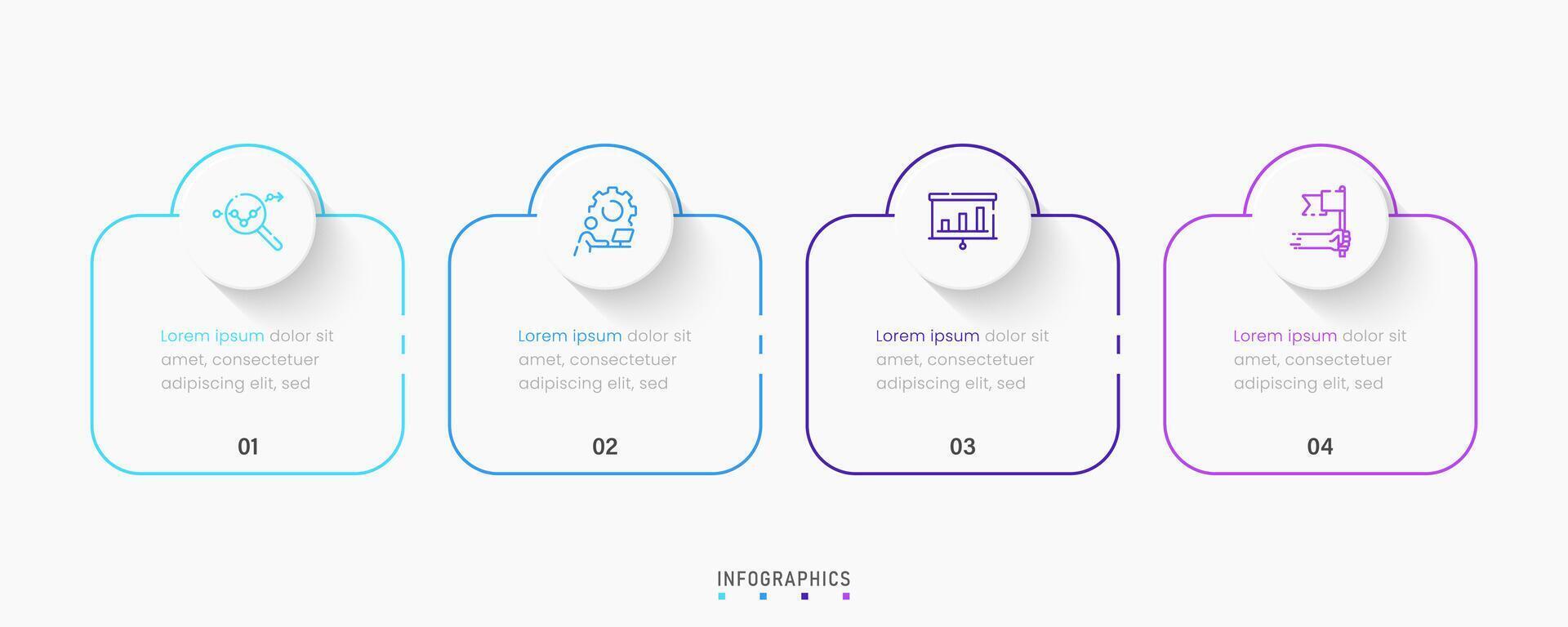Infographic label design template with icons and 4 options or steps. Can be used for process diagram, presentations, workflow layout, banner, flow chart, info graph. vector