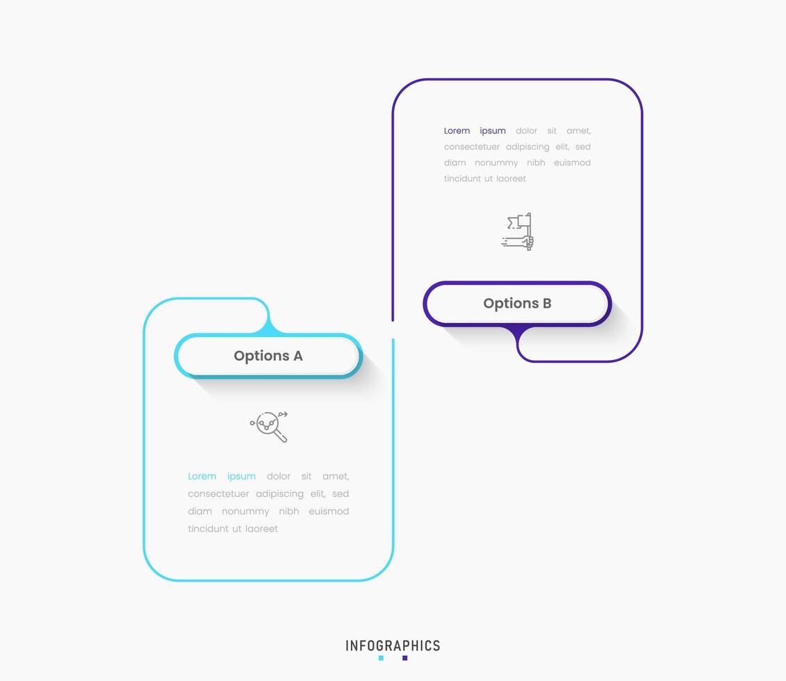 Infographic label design template with icons and 2 options or steps. Can be used for process diagram, presentations, workflow layout, banner, flow chart, info graph. vector