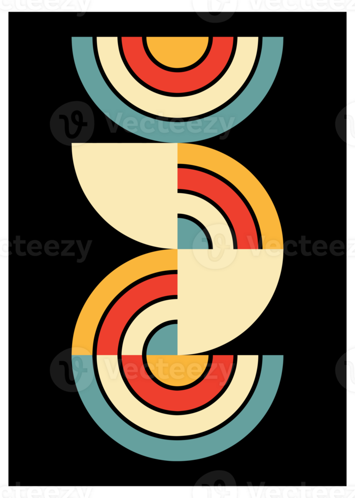 Retro Mid-Century Modern Abstract Geometric Art png