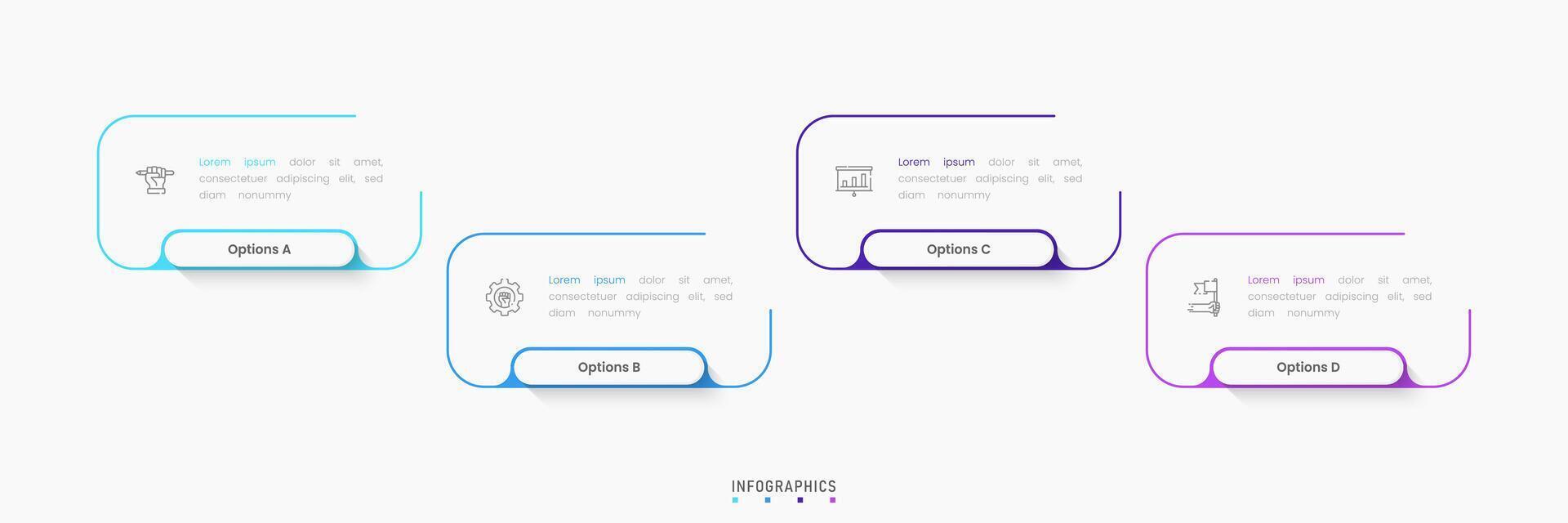 Infographic label design template with icons and 4 options or steps. Can be used for process diagram, presentations, workflow layout, banner, flow chart, info graph. vector