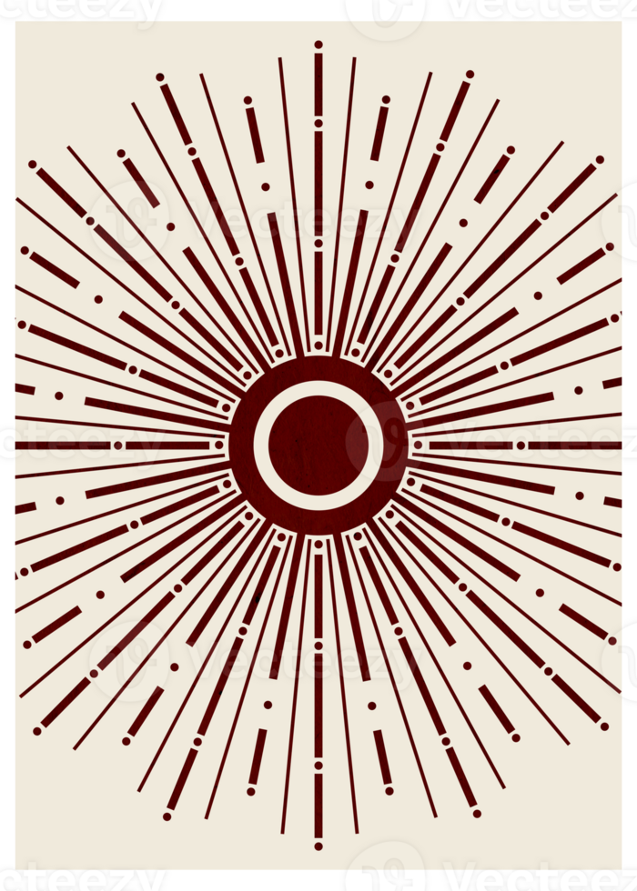 Retro Minimalist Abstract 70s Sunburst Art png