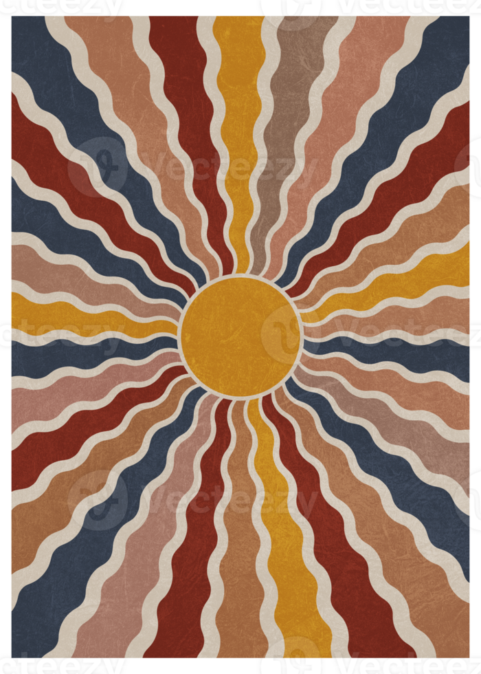 Colorful Retro Sun Rays Art png