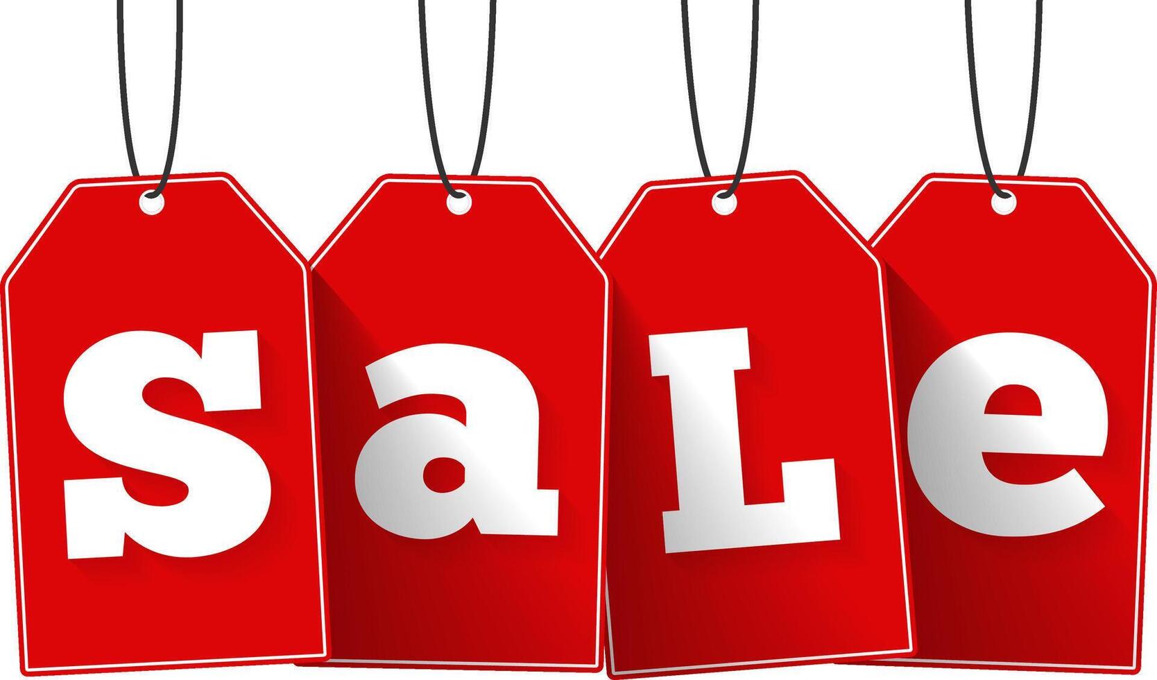 Red sale tags on white background vector