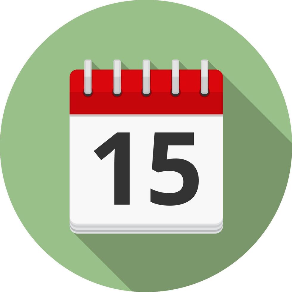 Calendar icon in circle, flat design, long shadow vector