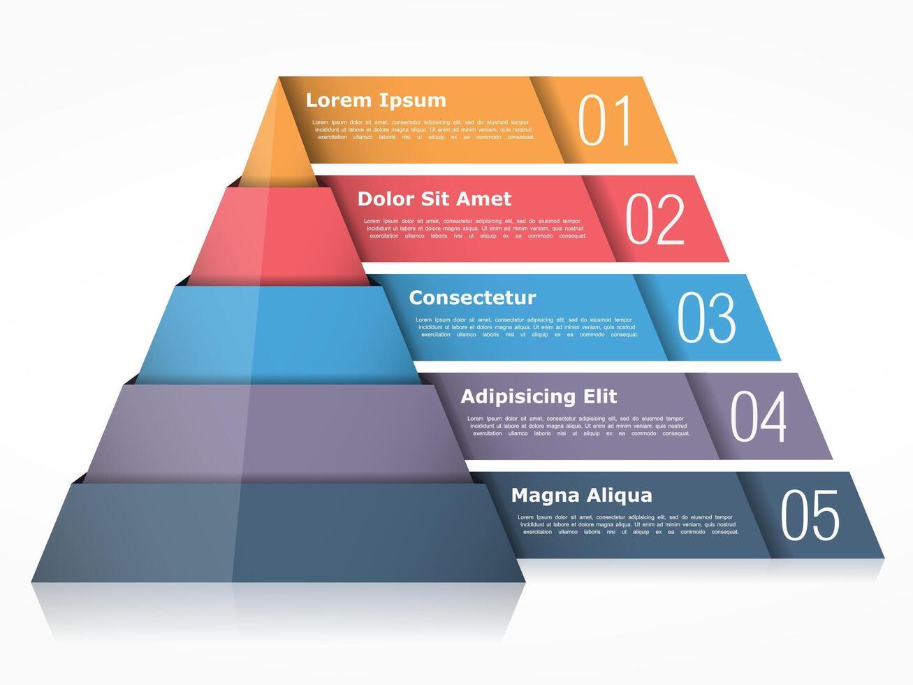 Infographic pyramid with five steps for business vector