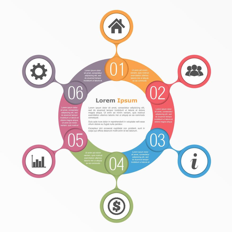 Infographic design with six circles and icons vector
