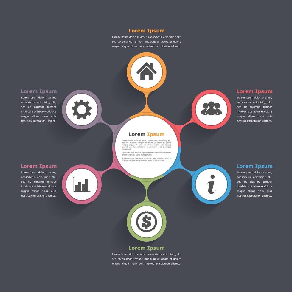 Circle diagram with six elements vector