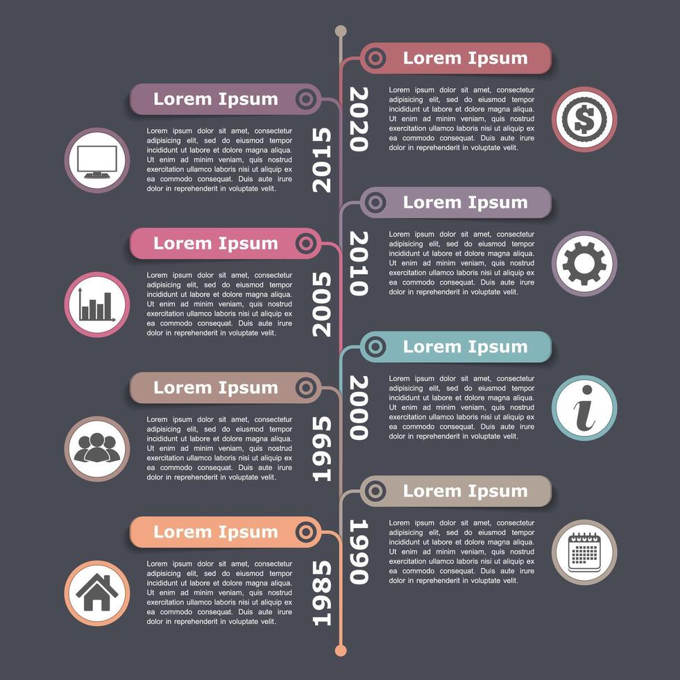 Vertical timeline infographics design template vector