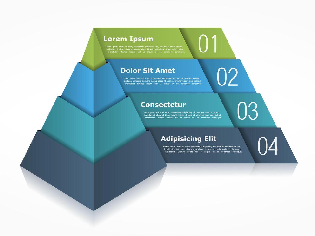 Pyramid chart with four elements vector