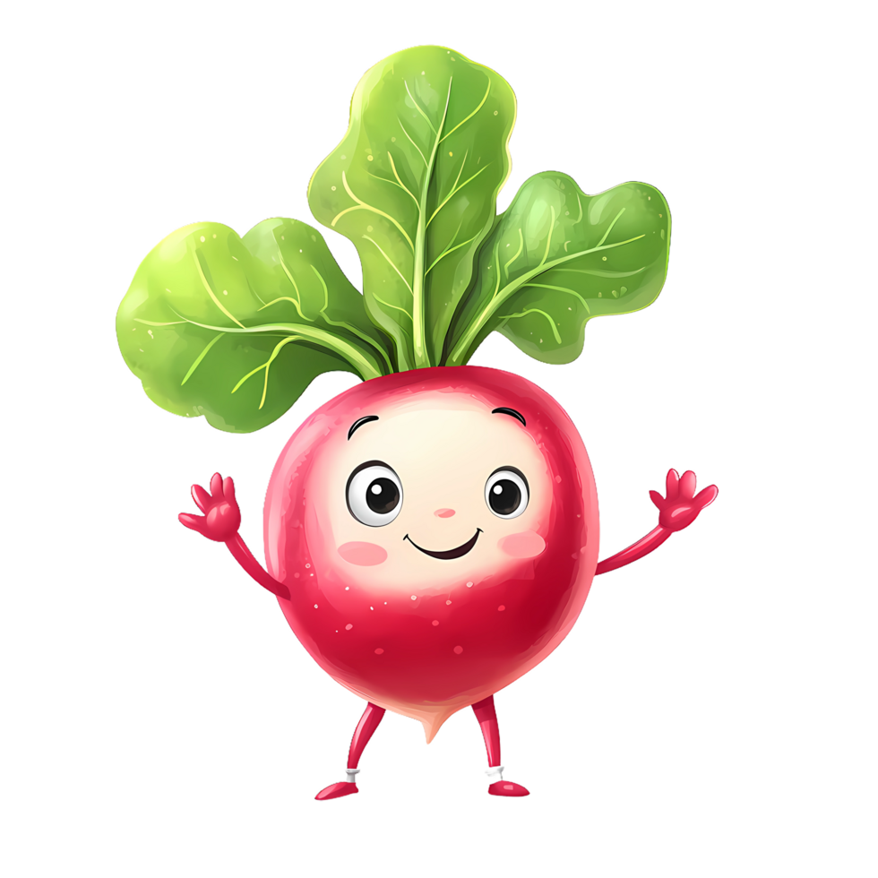 A cartoon radish with arms and legs png