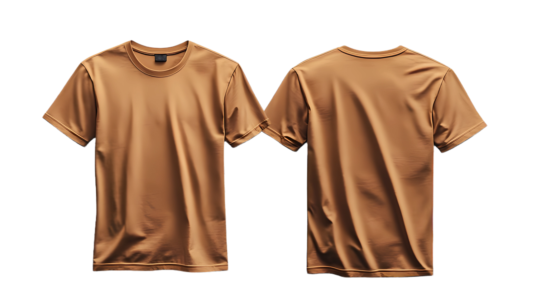 front and back brown t - shirts on a transparent background png