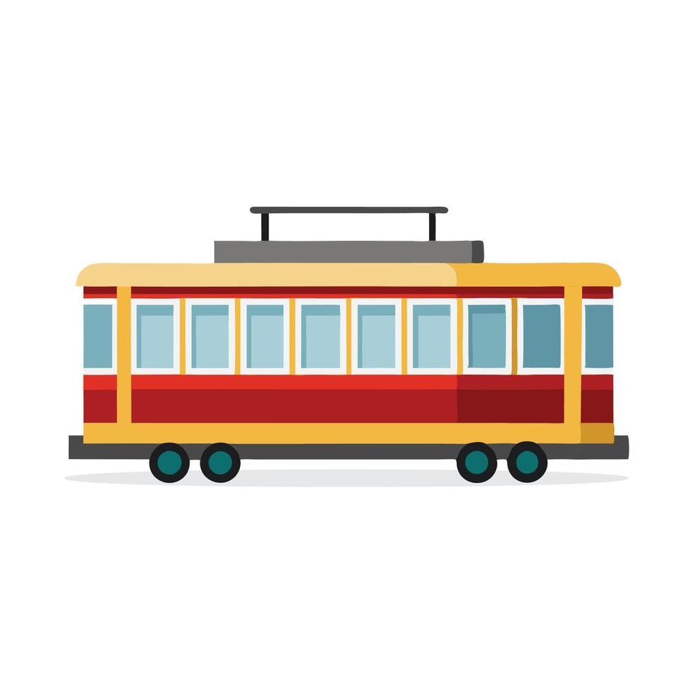 Trolley Land Transport isolated flat illustration on white background. vector