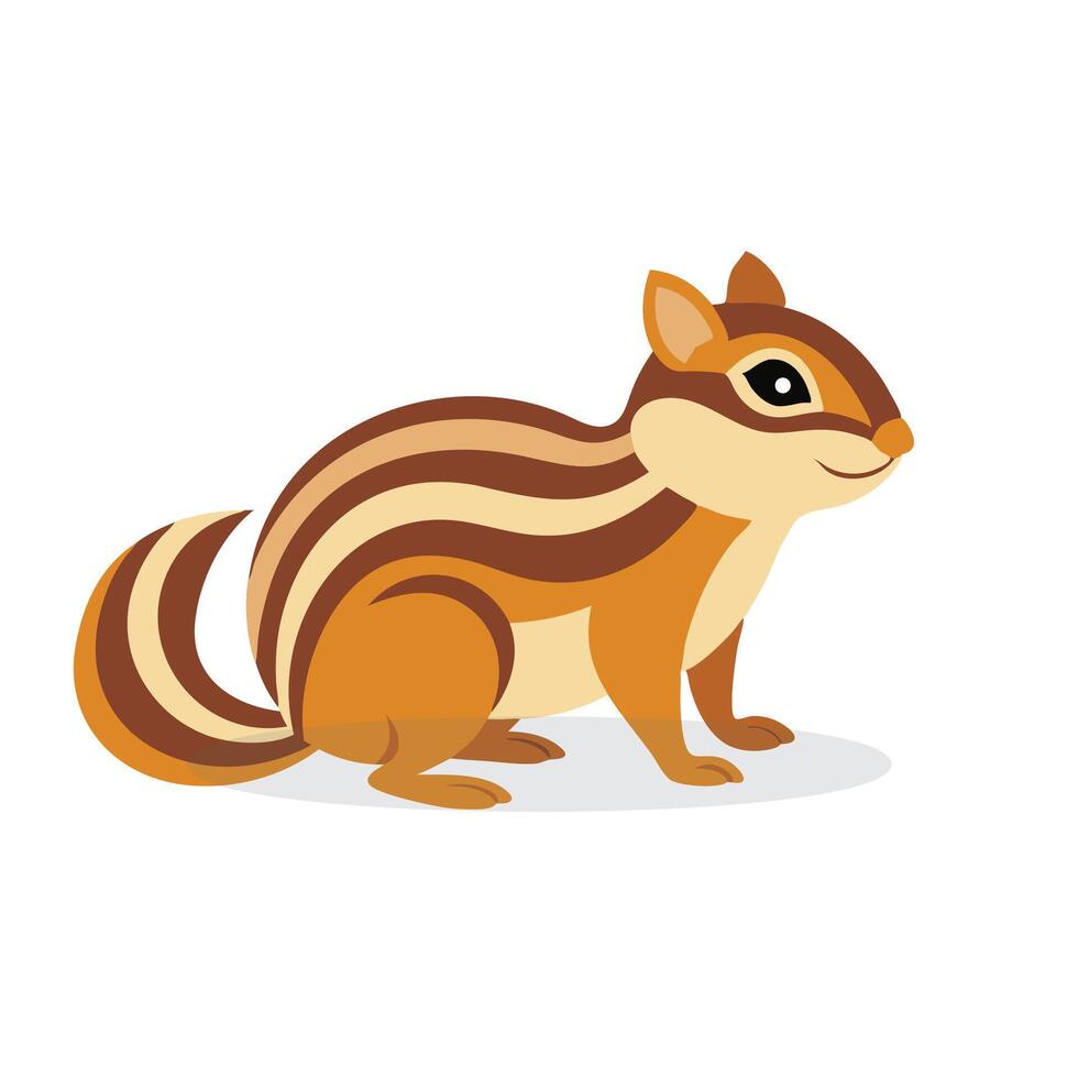Chipmunk animal isolated flat illustration on white background. vector