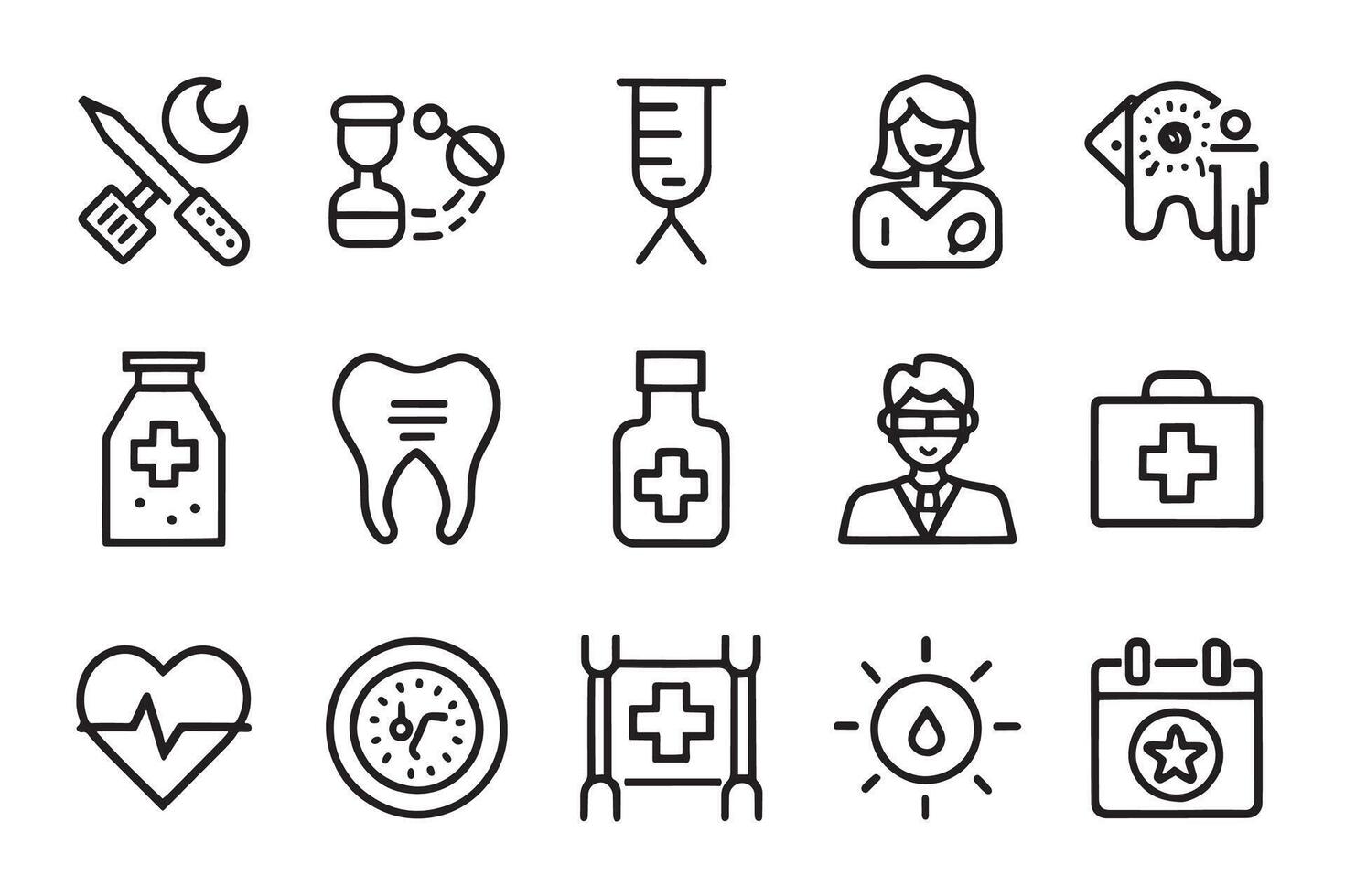 Dermatology, gynecology, oncology, dentistry. related editable icon set isolated flat illustration white background vector