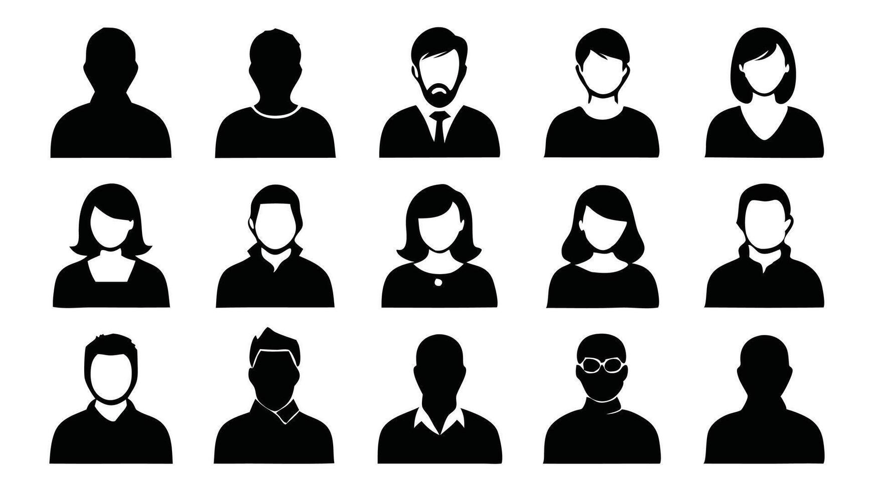 Avatar, user profile silhouettes set isolated flat illustration on white background vector