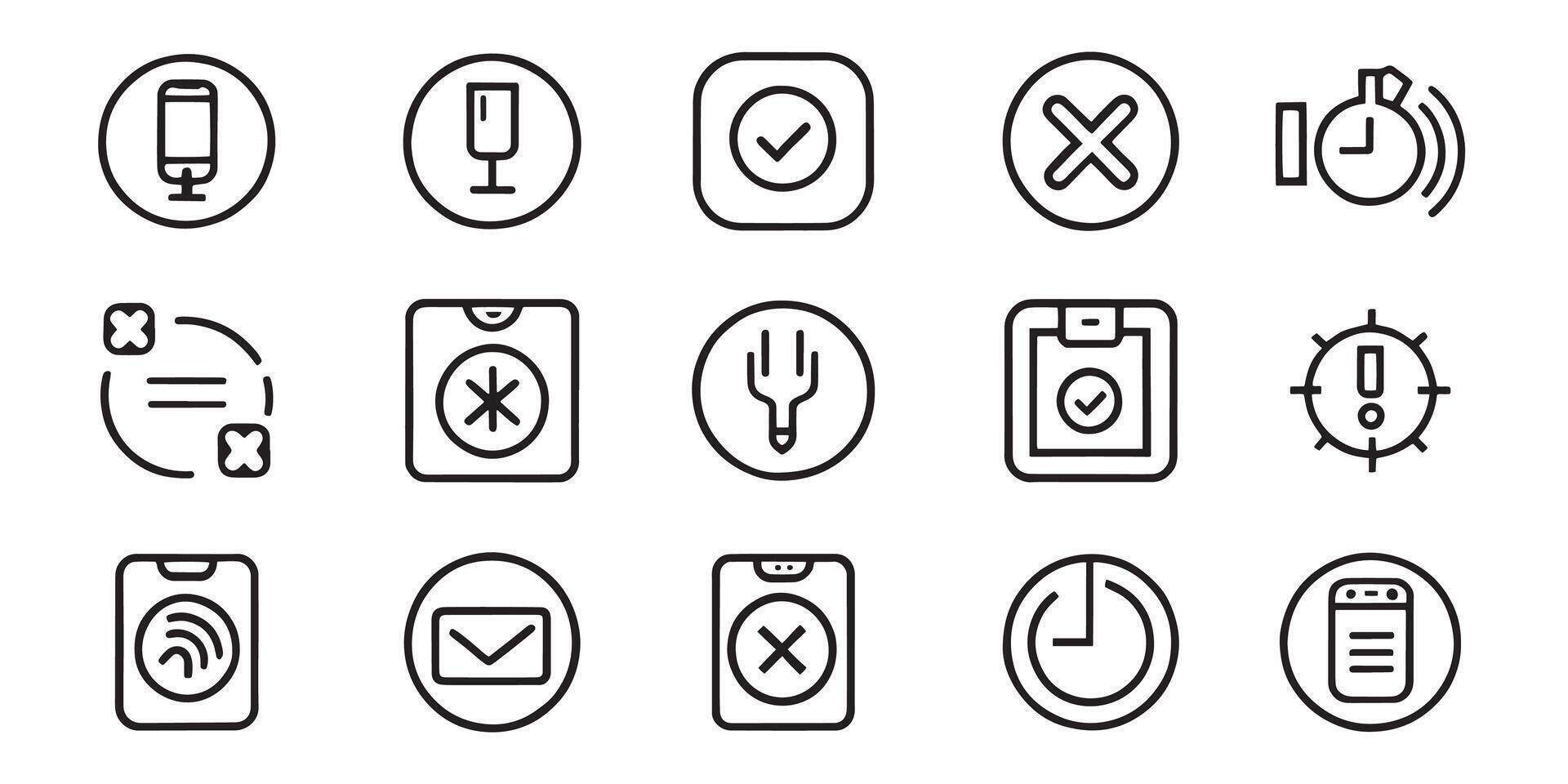 Switch off. tech detoxification related editable icon set isolated flat illustration white background vector