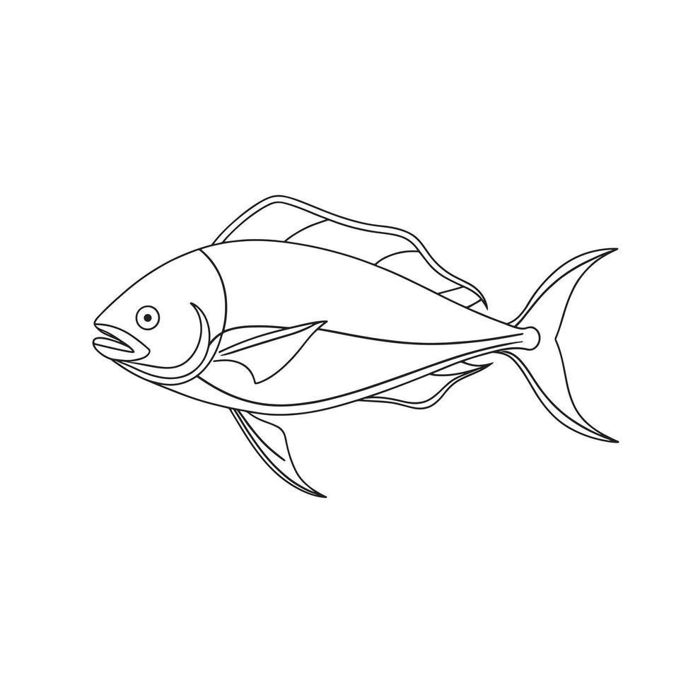 Mahi fish continuous line art flat illustration on white background vector